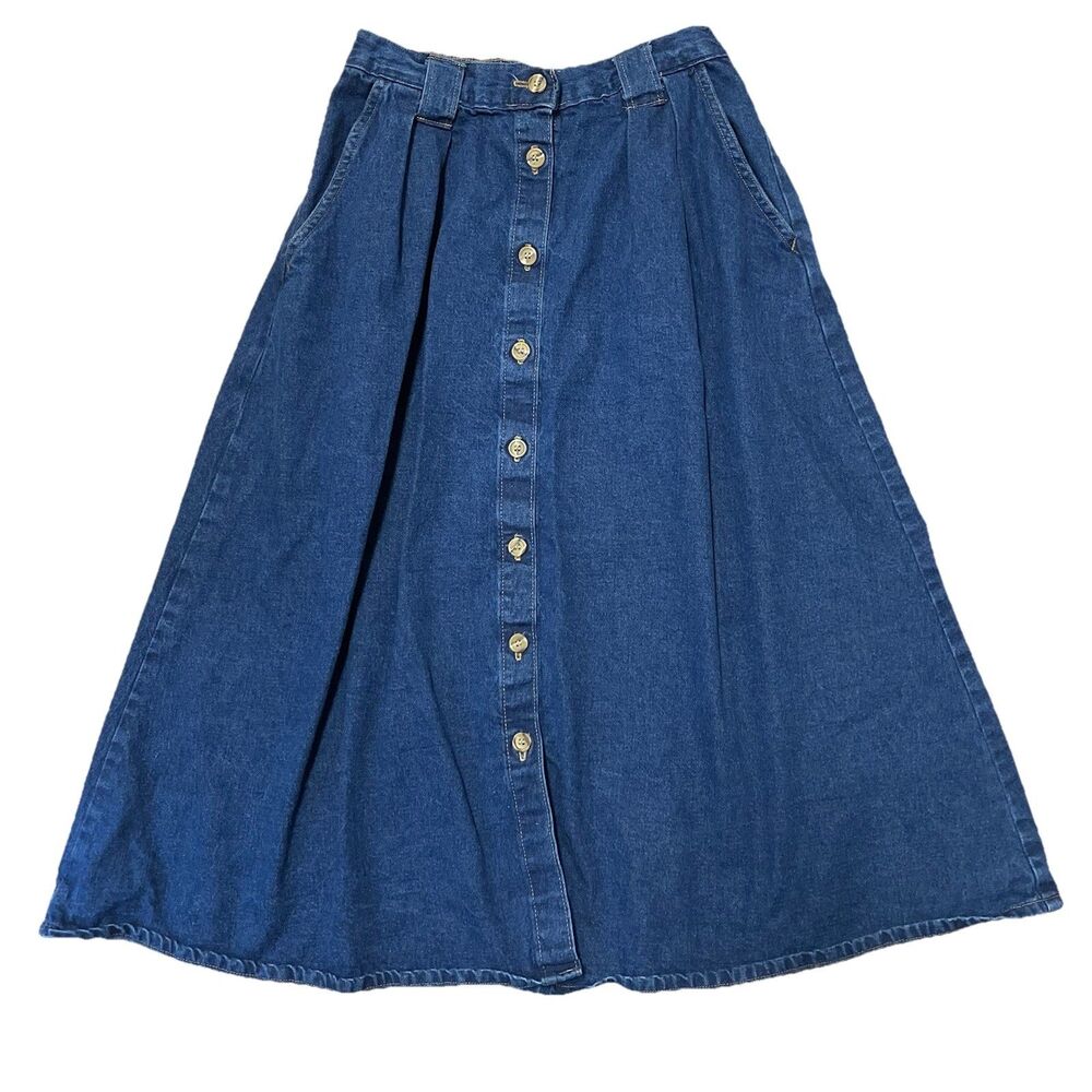 Vintage Women’s Denim Skirt Size 10 Midi Made In The USA 100% Cotton Granny core